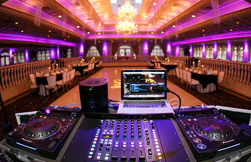 Wedding hall and DJ setup